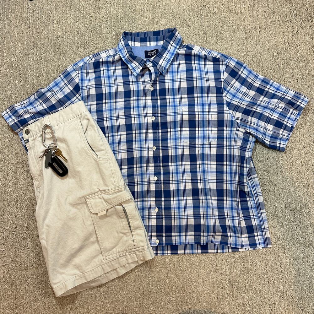 Blue Y2K Surf Style Boxy Cropped Button Up Shirt